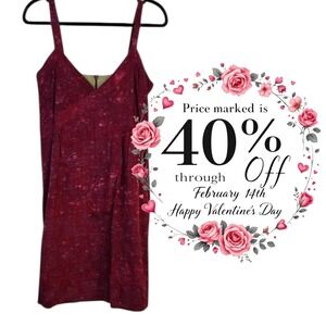 EUC Dibi Batik Print Midi Dress Women's Size M Red Cotton Lined Spaghetti Strap